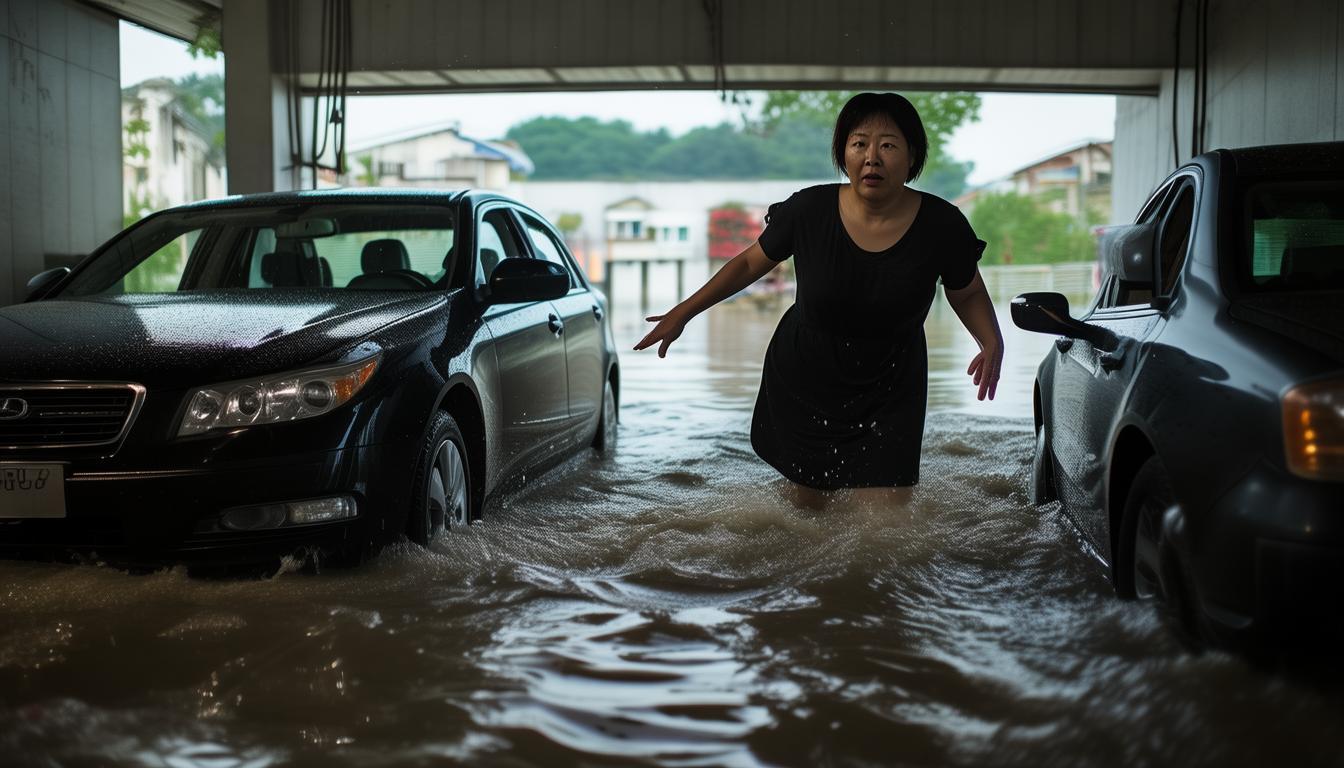 女子挪車被洪水沖進地下車庫后自救脫險！究竟咋回事？